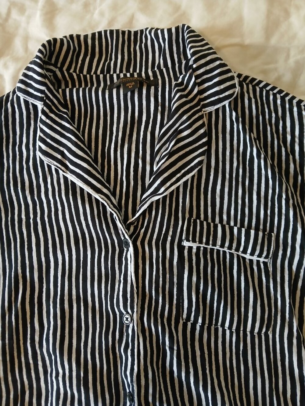 Donna Karan Black and White Striped Pajama Top and pants